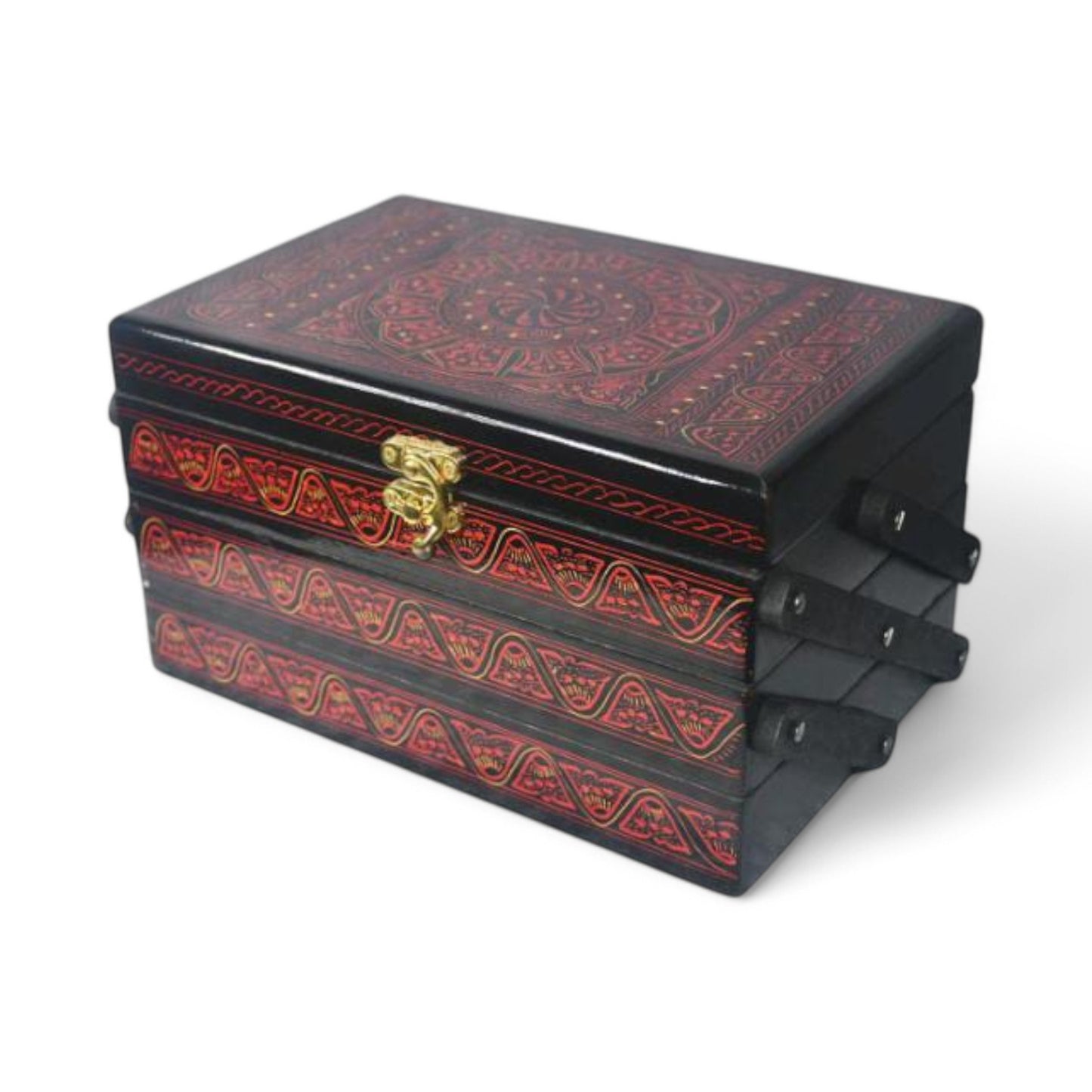 Hand-Painted Naqshi Work Wooden Jewelry Box – Exquisite Rosewood Craft