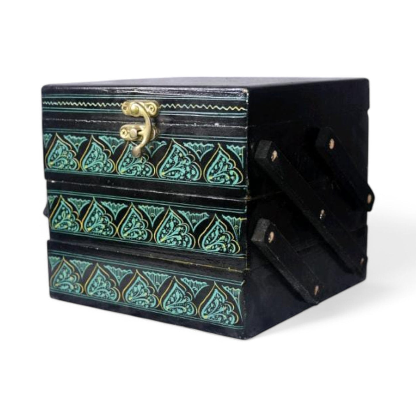 Hand-Painted Naqshi Work Wooden Jewelry Box – Exquisite Rosewood Craft