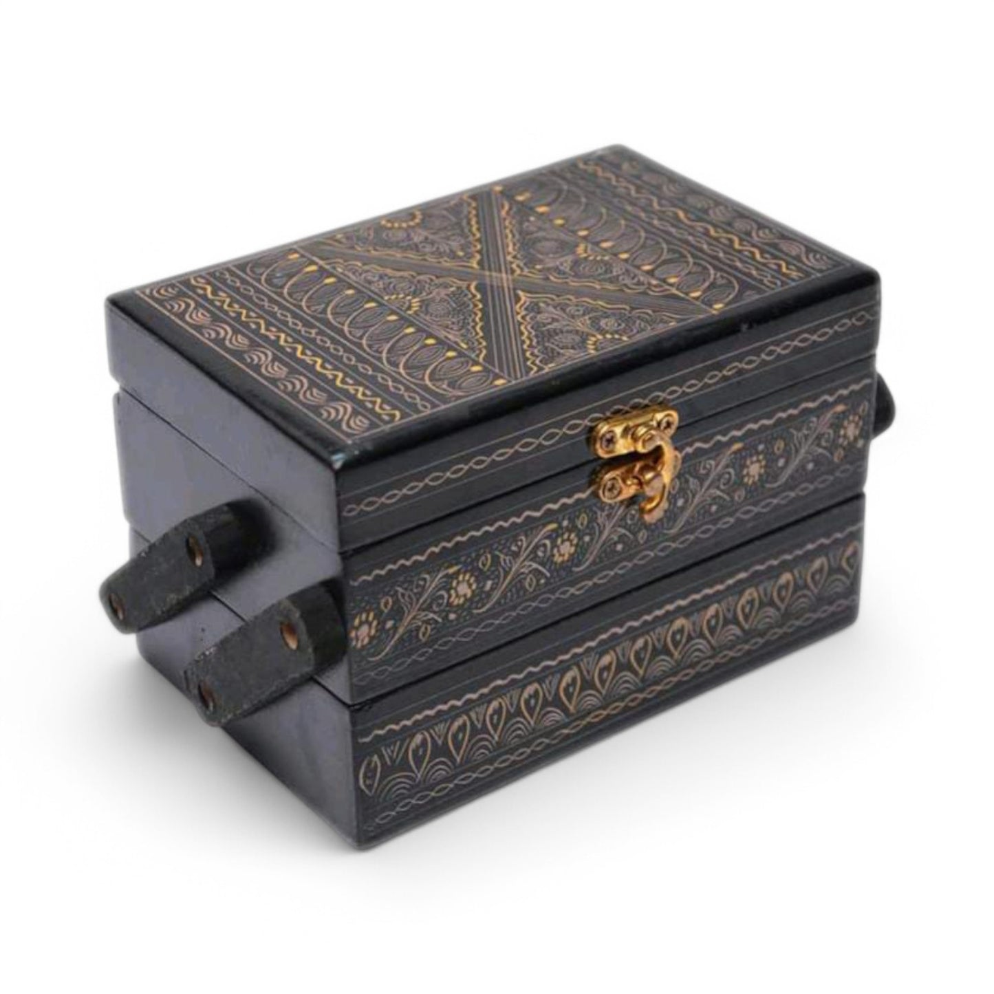 Hand-Painted Naqshi Work Wooden Jewelry Box – Exquisite Rosewood Craft