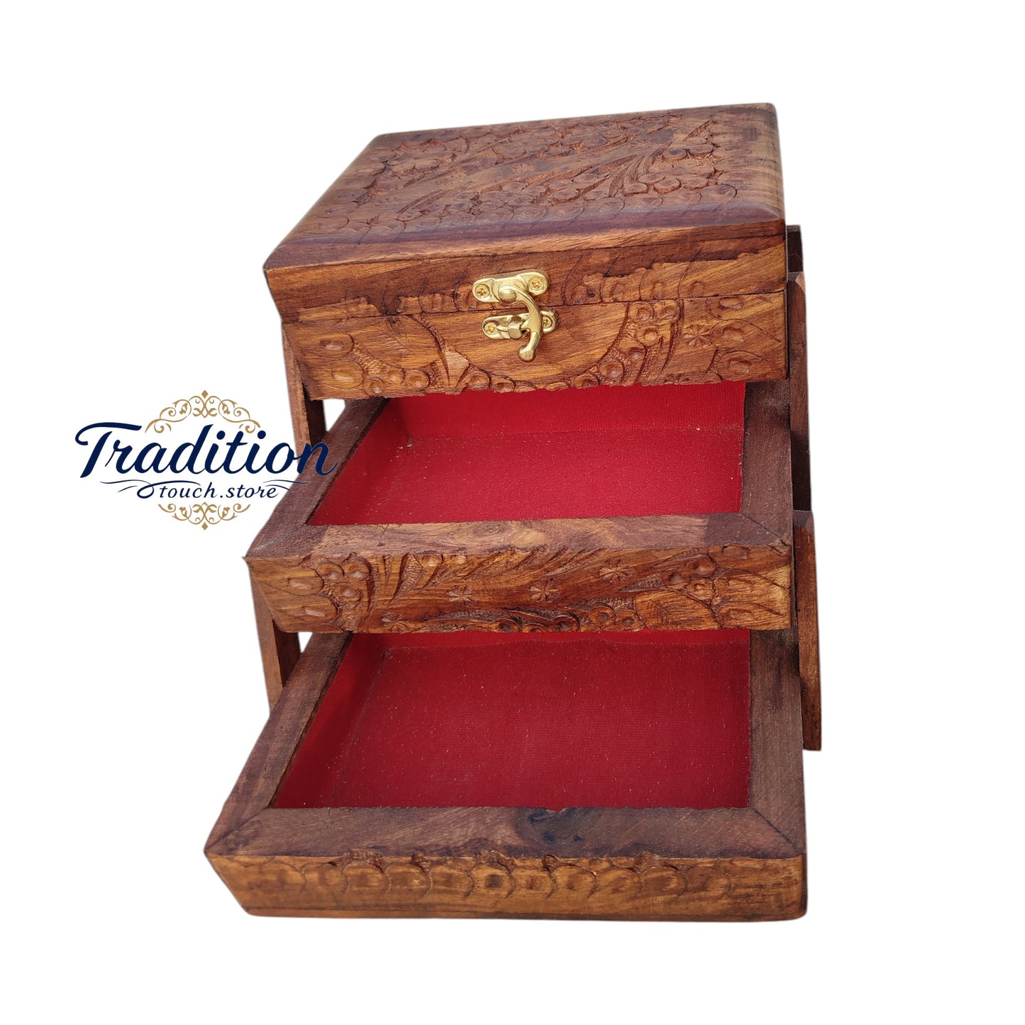 Jewellery box 3 step carving